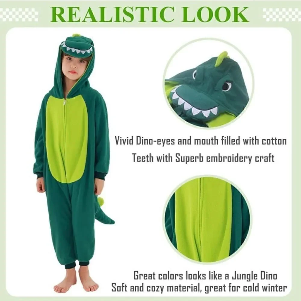 Cartoon Anime Dinosaur Onesie Romper Pajamas Sleepsuits Cosplay Costume Unisex S